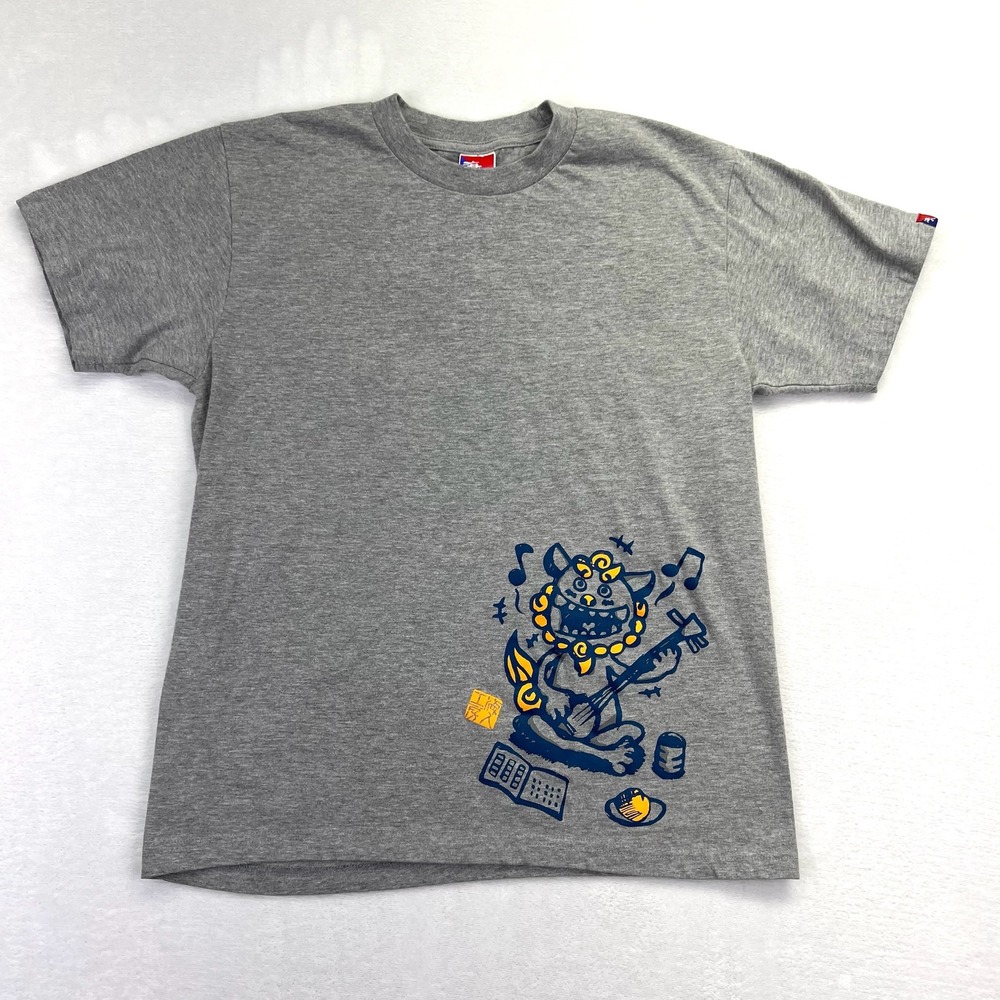 Uminchu Graphic T-Shirt Mens Small Gray Okinawa Shisa Lion‎ Sanshin Japanese Tee
